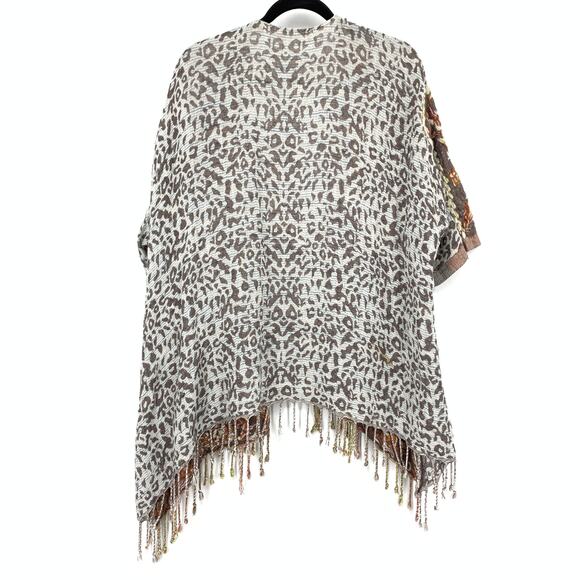 Soft Surroundings Pasha Pumpkin Wool Leopard Print Cardigan Womens Sz S/M - Picture 2 of 6